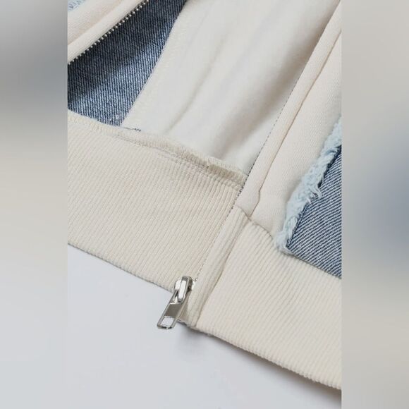 Denim Patchwork Hoodie - Picture 6 of 8